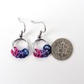 Minimalist Handmade Bisexual Pride Earrings with Pink, Purple, and Blue Floating Rings