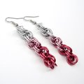 Pink Ombre Earrings, Handmade Chainmail Spiral Weave Jewelry, Lightweight Aluminum