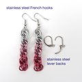 Pink Ombre Earrings, Handmade Chainmail Spiral Weave Jewelry, Lightweight Aluminum
