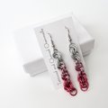 Pink Ombre Earrings, Handmade Chainmail Spiral Weave Jewelry, Lightweight Aluminum