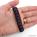 Bi pride bracelet, stretchy chainmail bisexual jewelry in pink, purple and blue