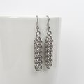 Silver Aluminum Chainmail Earrings, Handmade Full Persian Weave, Lightweight Everyday Jewelry