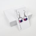 Minimalist Handmade Bisexual Pride Earrings with Pink, Purple, and Blue Floating Rings