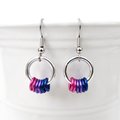 Minimalist Handmade Bisexual Pride Earrings with Pink, Purple, and Blue Floating Rings