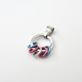 Minimalist Transgender Pride Pendant with Floating Rings in Trans Flag Colors - Handmade LGBTQ Jewelry