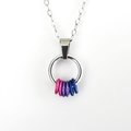 Minimalist Bisexual Pride Pendant with Pink, Purple, & Blue Floating Rings - Handmade LGBTQ Jewelry