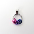 Minimalist Bisexual Pride Pendant with Pink, Purple, & Blue Floating Rings - Handmade LGBTQ Jewelry