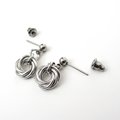 Silver Mini Love Knot Earrings - Minimalist Handmade Anodized Aluminum Jewelry with Post Ear Wires