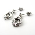 Silver Mini Love Knot Earrings - Minimalist Handmade Anodized Aluminum Jewelry with Post Ear Wires