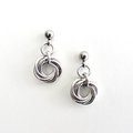 Silver Mini Love Knot Earrings - Minimalist Handmade Anodized Aluminum Jewelry with Post Ear Wires
