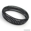 Gray and black bracelet for women or men, stretchy chainmail bracelet, Euro 6 in 1 weave, rubber bracelet