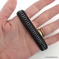 Gray and black bracelet for women or men, stretchy chainmail bracelet, Euro 6 in 1 weave, rubber bracelet