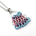 Transgender Pride Mesh Tile Pendant, Handmade Chainmail LGBTQ Flag Necklace