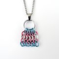 Transgender Pride Mesh Tile Pendant, Handmade Chainmail LGBTQ Flag Necklace