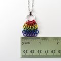 Rainbow Chainmail Mesh Tile Pendant, Gay Pride Flag Necklace - Handmade LGBTQ Jewelry