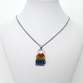 Rainbow Chainmail Mesh Tile Pendant, Gay Pride Flag Necklace - Handmade LGBTQ Jewelry