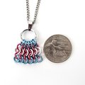 Transgender Pride Mesh Tile Pendant, Handmade Chainmail LGBTQ Flag Necklace