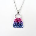 Bisexual Pride Bag Charm, LGBTQ Chainmail Zipper Pull - Pendant Necklace Option