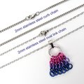 Bisexual Pride Bag Charm, LGBTQ Chainmail Zipper Pull - Pendant Necklace Option