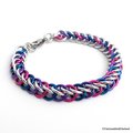 Bisexual pride bracelet, chainmail half Persian 3 in 1 bracelet for men or women, bi pride jewelry, pink purple blue