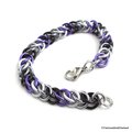 Ace pride bracelet, chainmail half Persian 3 in 1 bracelet for women or men, asexual pride jewelry, black gray white purple