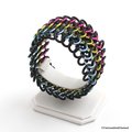 Pan pride bracelet, stretchy chainmail cuff bracelet for women or men, pink yellow blue, European 4 in 1 weave pansexual pride jewelry