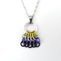 Nonbinary Pride Chainmail Zipper Pull or Bag Charm, Pendant Necklace Option