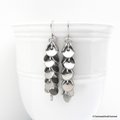 Chainmail earrings, shaggy earrings, chainmail jewelry, long silver earrings, brushed aluminum confetti earrings
