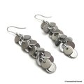 Chainmail earrings, shaggy earrings, chainmail jewelry, long silver earrings, brushed aluminum confetti earrings