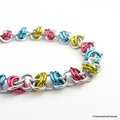 Pansexual pride bracelet, chainmaille bracelet, pan pride jewelry, barrel weave chainmaille
