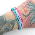 Transgender pride bracelet, stretchy chainmail bracelet, trans pride jewelry, pink, white, light blue rubber bracelet