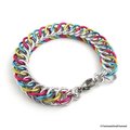 Pansexual pride bracelet, chainmail half Persian 4 in 1 weave, pan pride jewelry