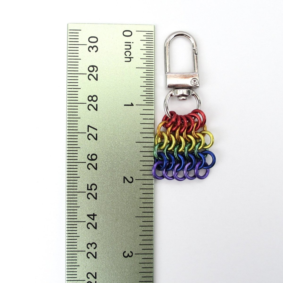 Rainbow Chainmail Mesh Tile Pendant, Gay Pride Flag Bag Charm or Zipper Pull - Handmade LGBTQ Accessory 