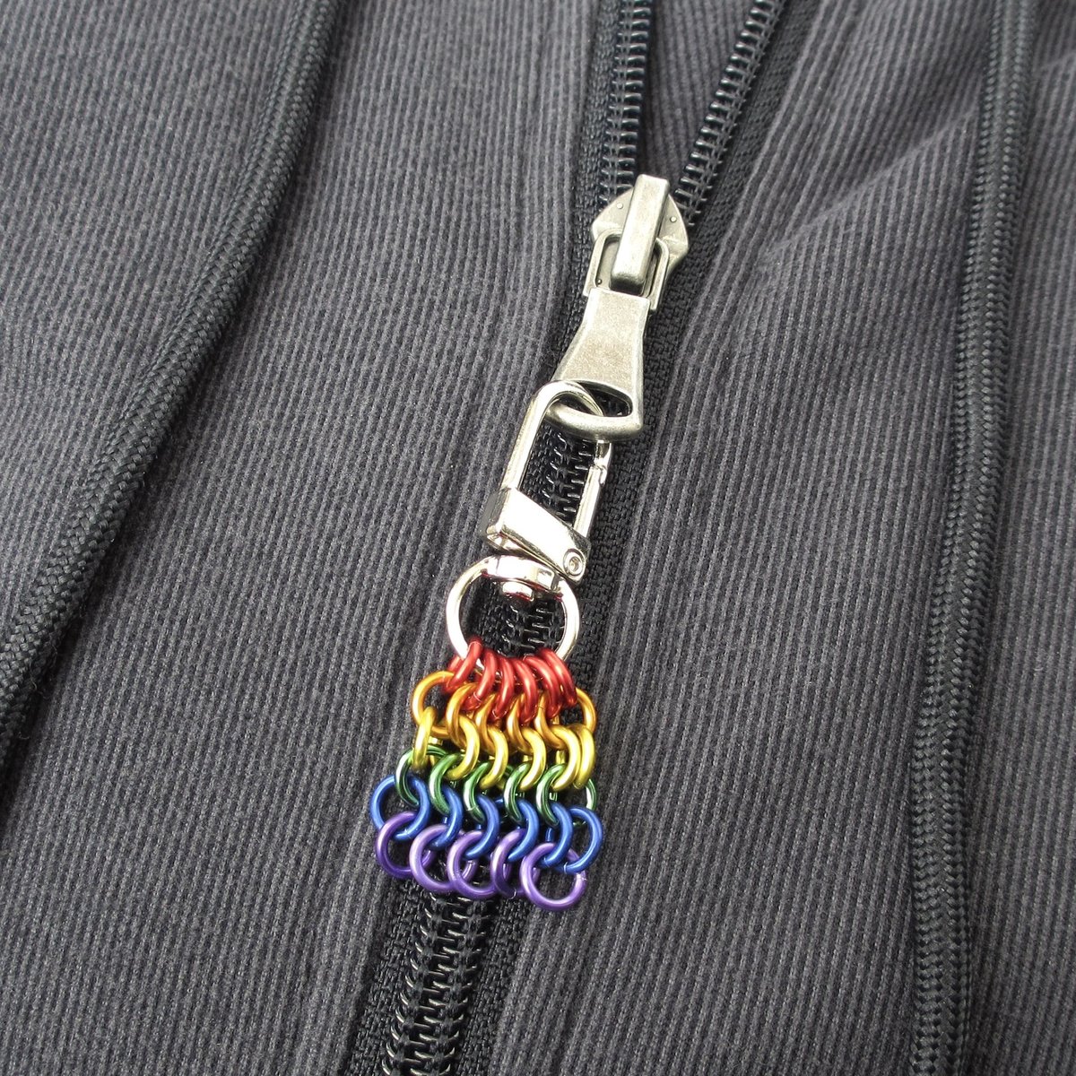 Rainbow Chainmail Mesh Tile Pendant, Gay Pride Flag Bag Charm or Zipper Pull - Handmade LGBTQ Accessory 