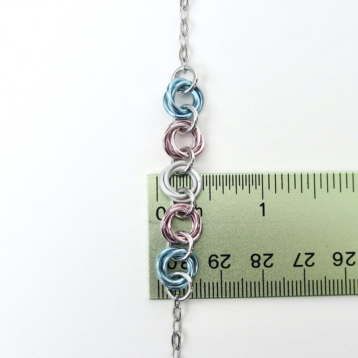 Transgender pride necklace, LGBTQ jewelry, chainmail trans pride love knot necklace