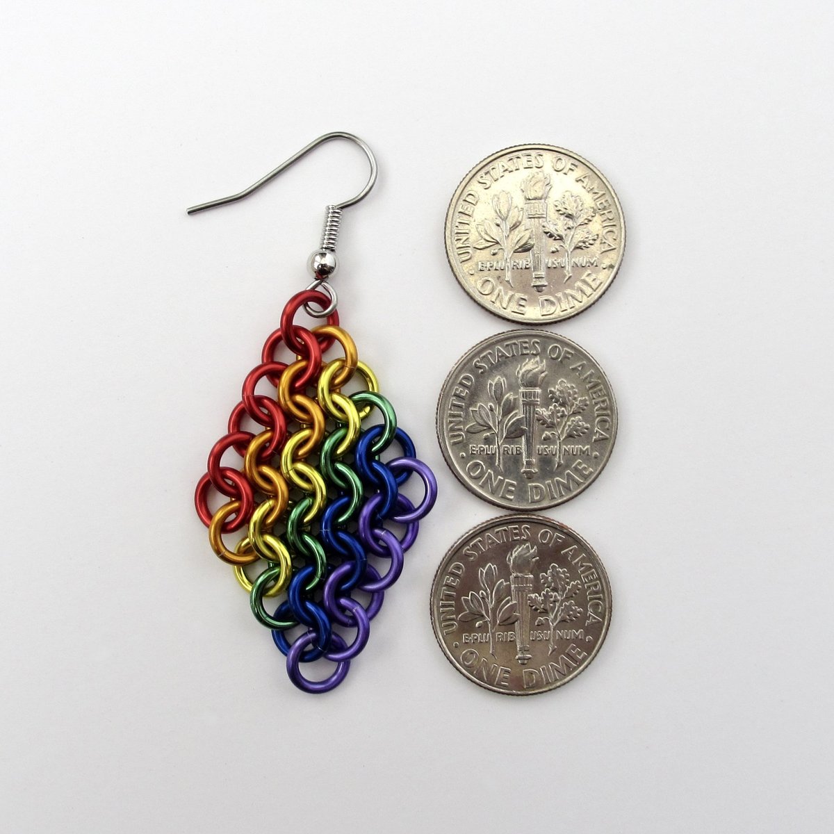 Rainbow European 4 in 1 chainmail earrings, gay pride jewelry, rainbow jewelry, LGBT jewelry