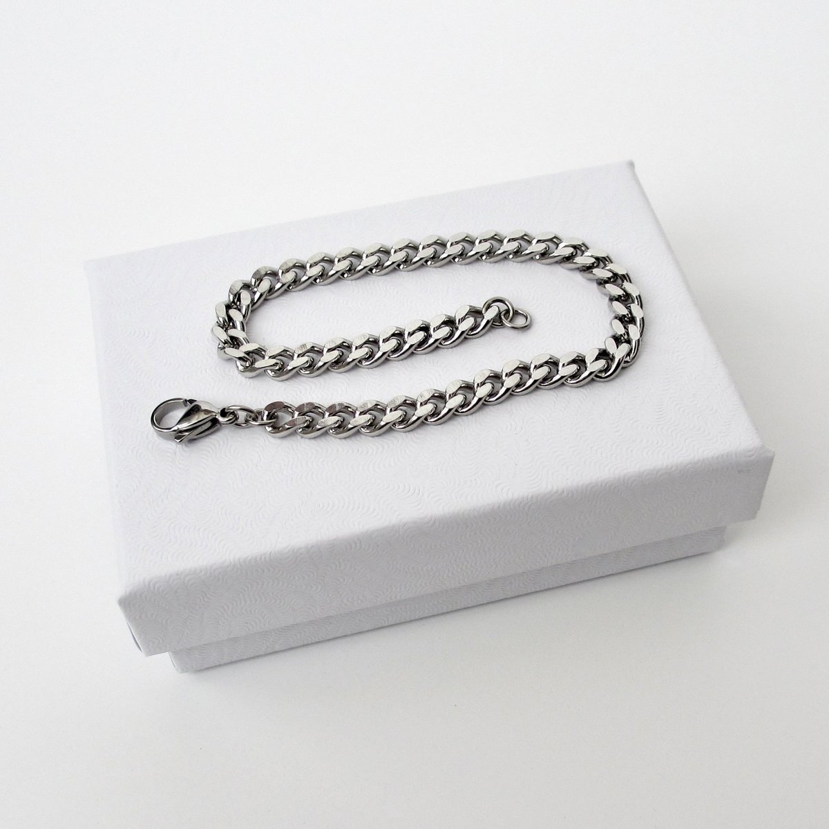 Stainless steel chain bracelet, 5mm curb chain, women's steel bracelet, men's steel bracelet