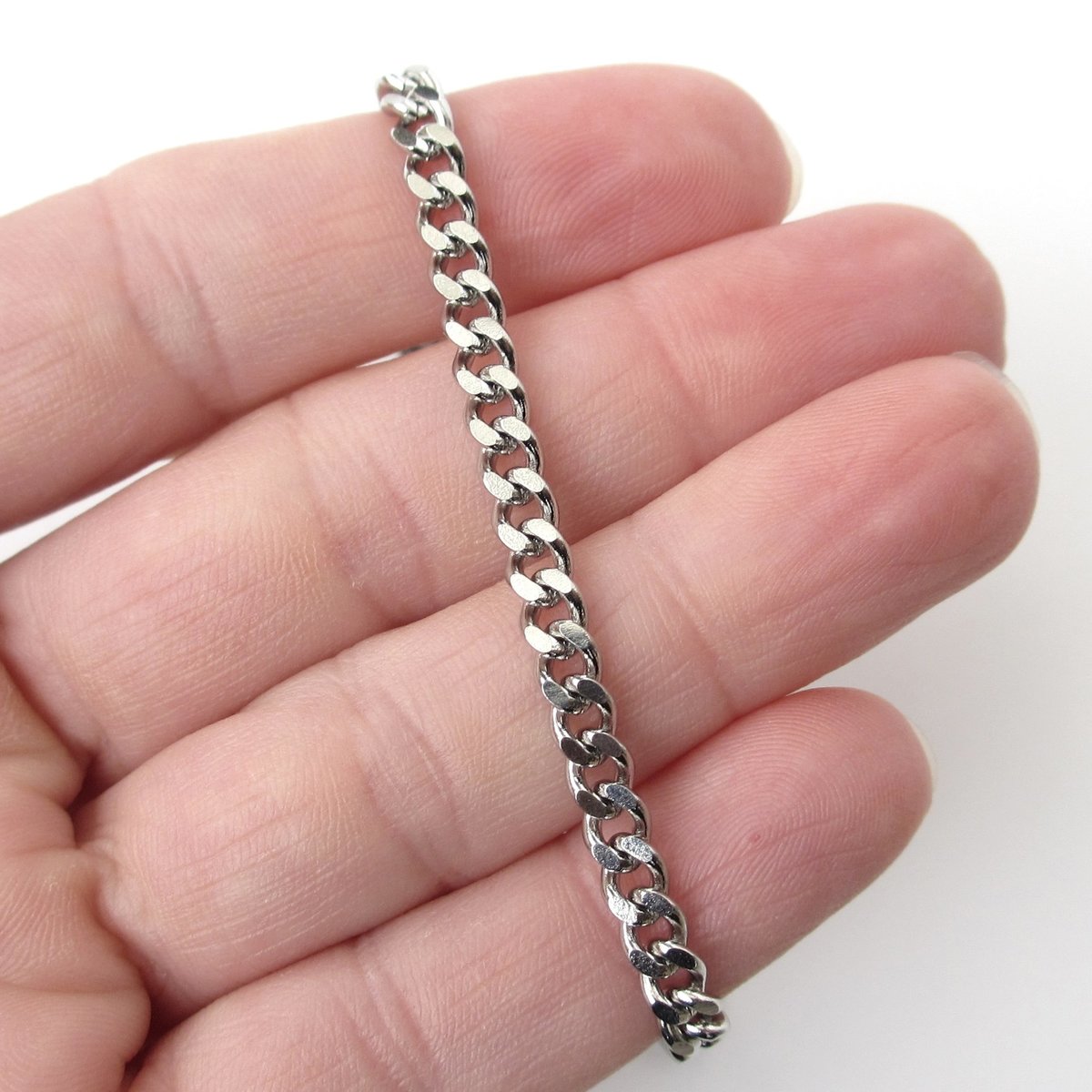 Stainless steel anklet, 4mm curb chain for men or women