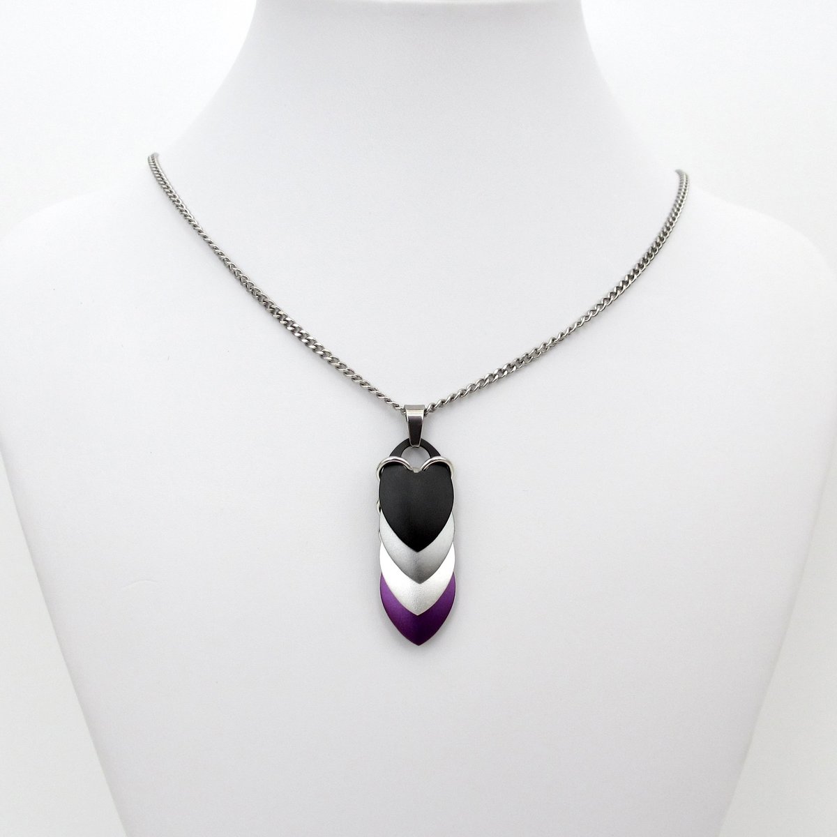 Handmade asexual pride pendant necklace – LGBTQ+ chainmail scale jewelry