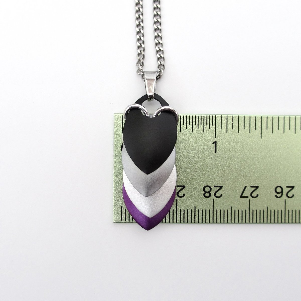 Handmade asexual pride pendant necklace – LGBTQ+ chainmail scale jewelry