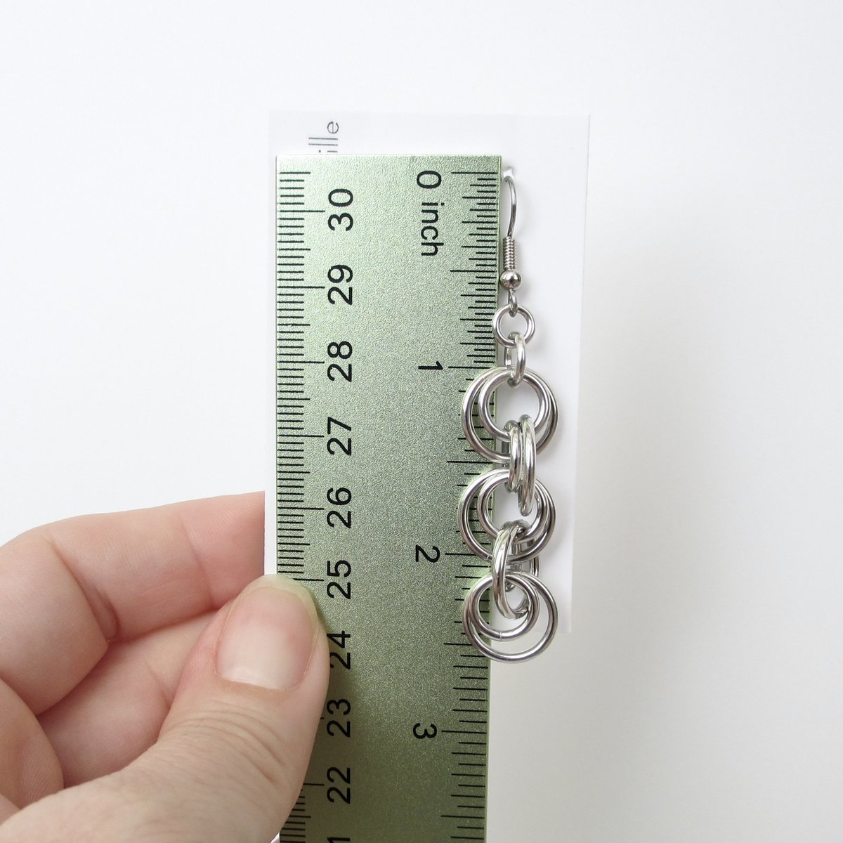 Simple chain earrings, silver aluminum interlocking circles