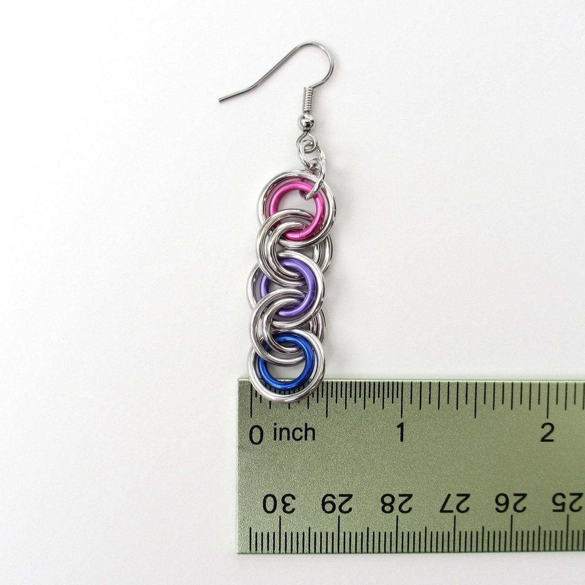 Bisexual pride earrings, bi flag jewelry, pink purple blue