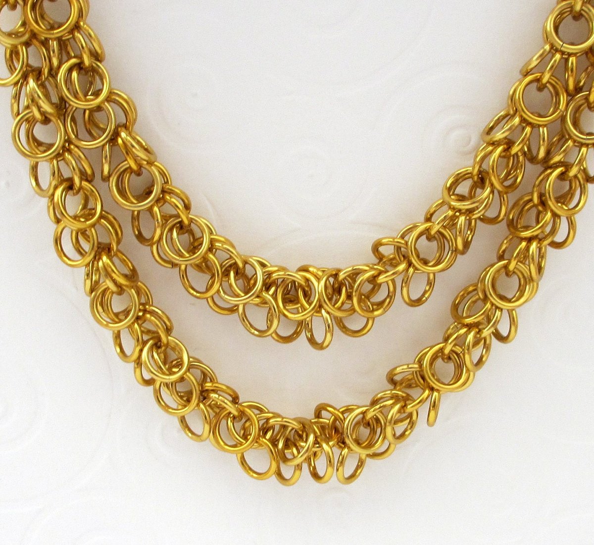 Clearance 40% off, Chainmaille shaggy loops necklace in gold aluminum