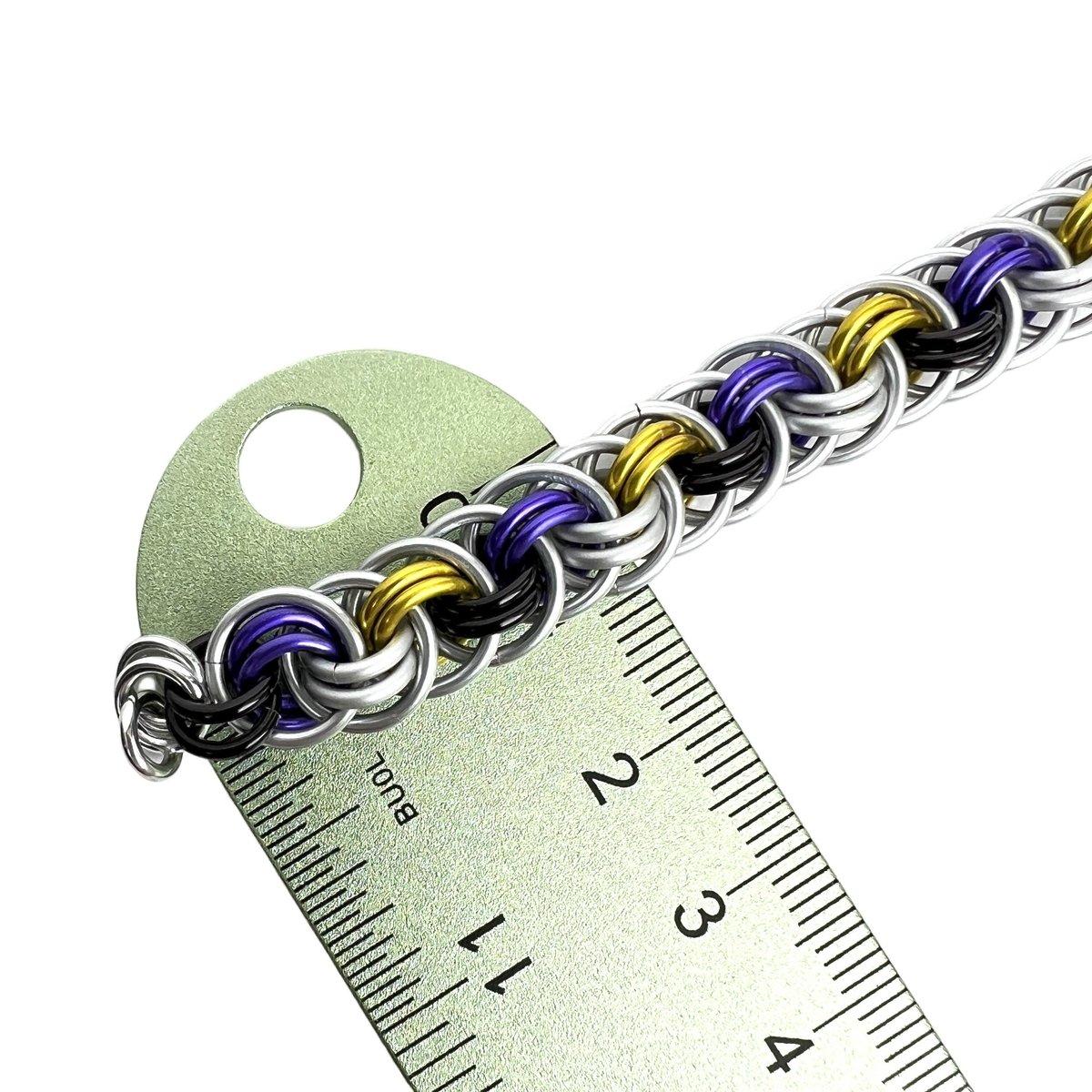 Nonbinary pride bracelet, chainmaille Viper Basket weave jewelry