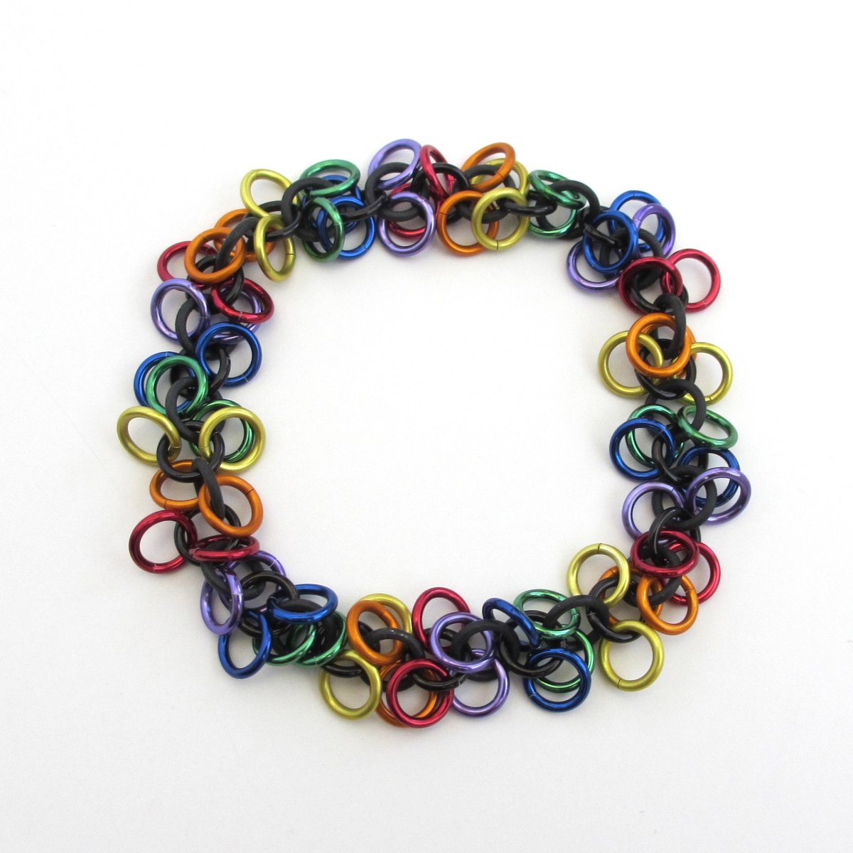 Rainbow LGBTQ bracelet, gay pride stretchy bracelet, chainmaille shaggy loops weave