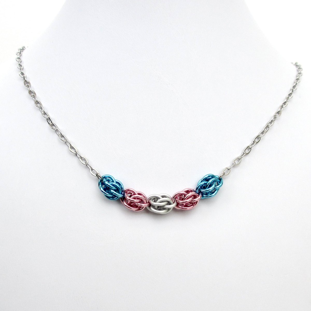 Transgender pride necklace, chainmail Sweetpea weave LGBTQ jewelry