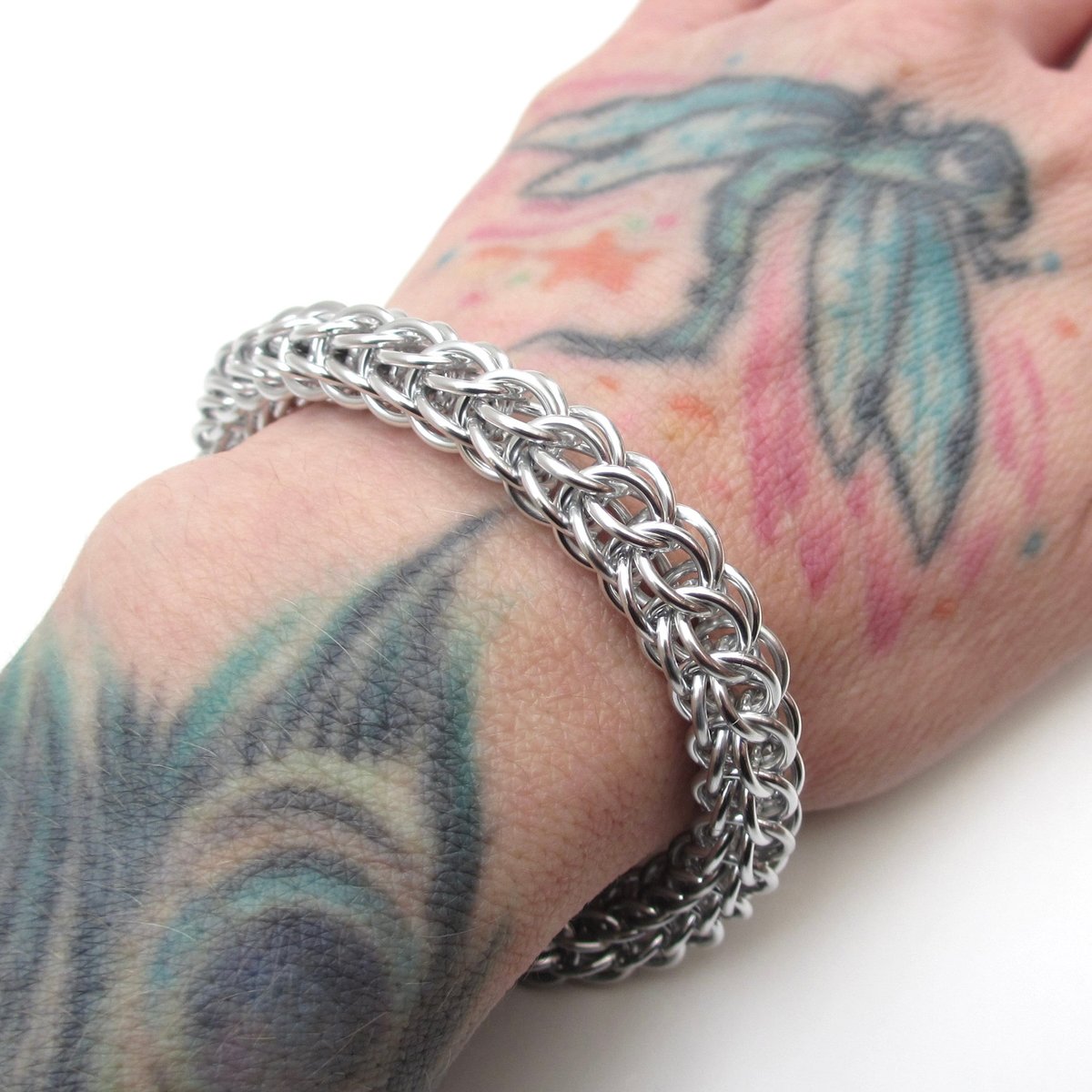 Chainmail full Persian bracelet, silver aluminum jewelry - lightweight, non-tarnish