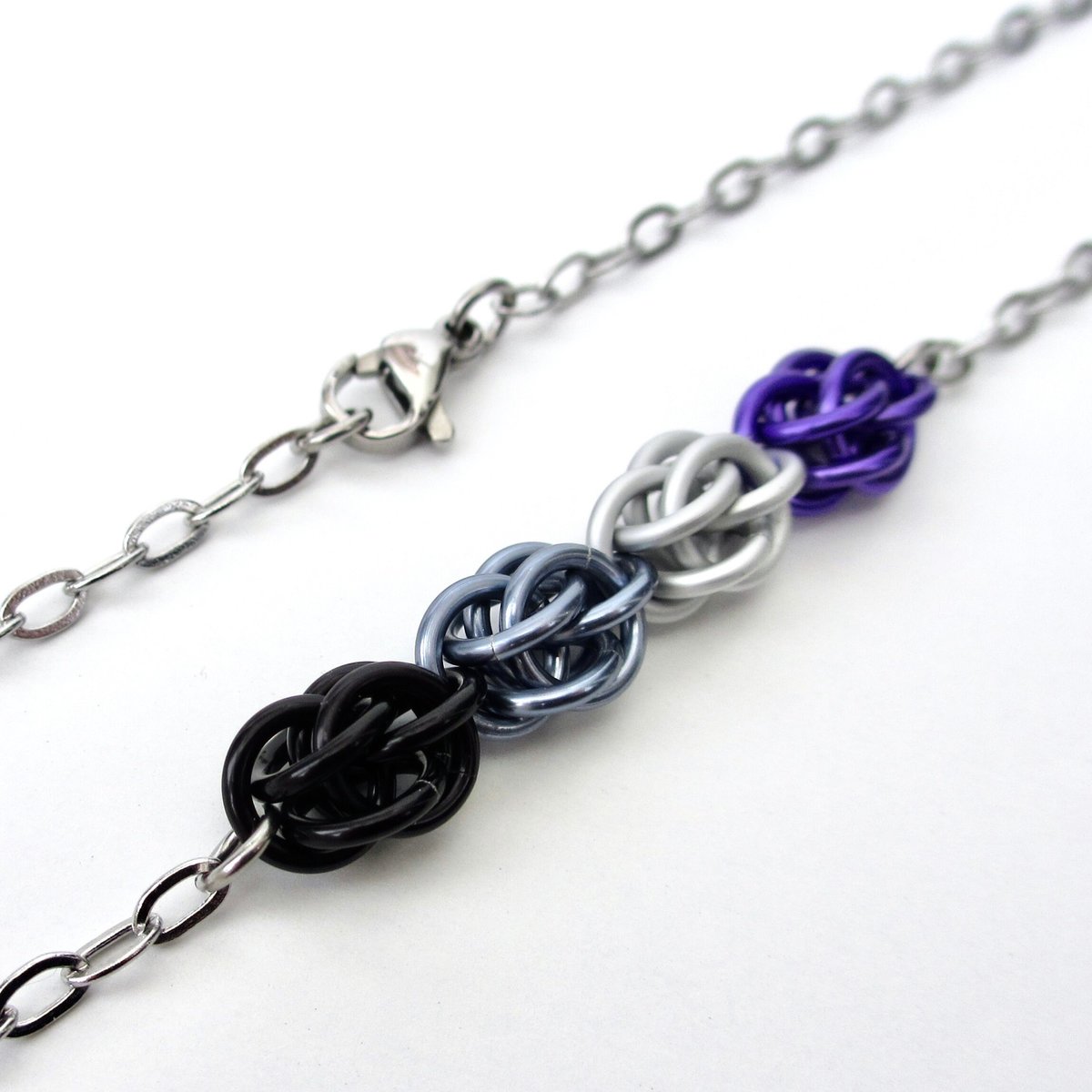 Ace pride necklace, chainmail Sweetpea weave, asexual pride jewelry