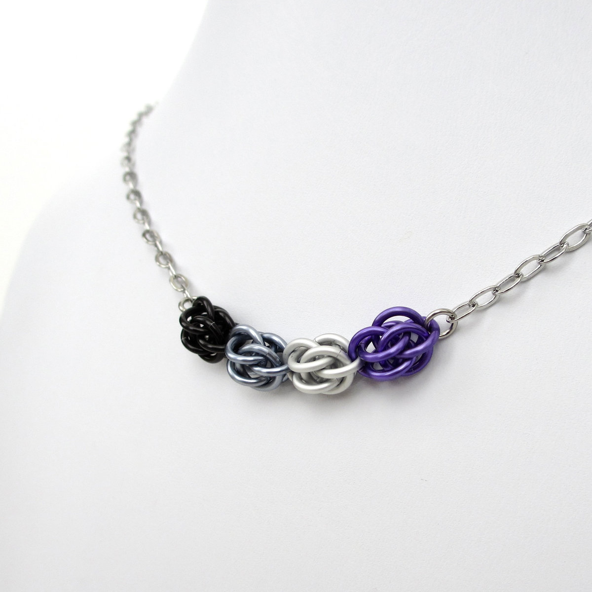 Ace pride necklace, chainmail Sweetpea weave, asexual pride jewelry