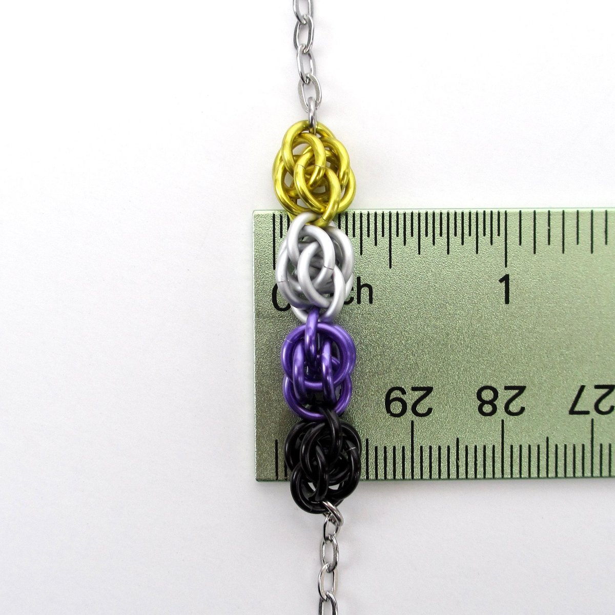 Nonbinary pride necklace, chainmail Sweetpea weave LGBTQ jewelry